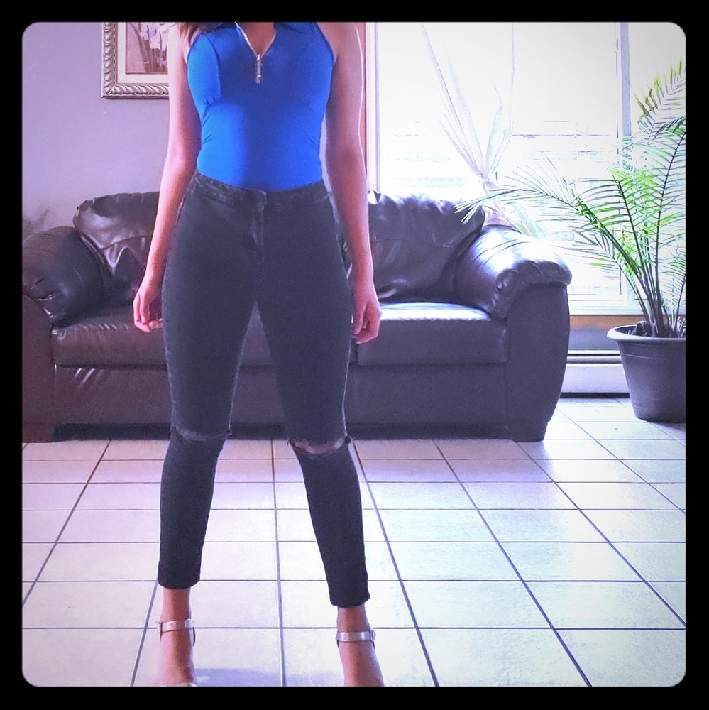 Blue body suit